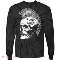 Punk Rock Rules Heavy Metal Skull Punker Rocker Mohawk Music Tie-Dye Long Sleeve Shirt thumb 0