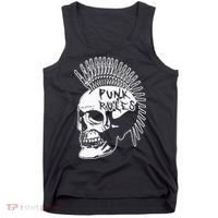 Punk Rock Rules Heavy Metal Skull Punker Rocker Mohawk Music Tank Top thumb 0