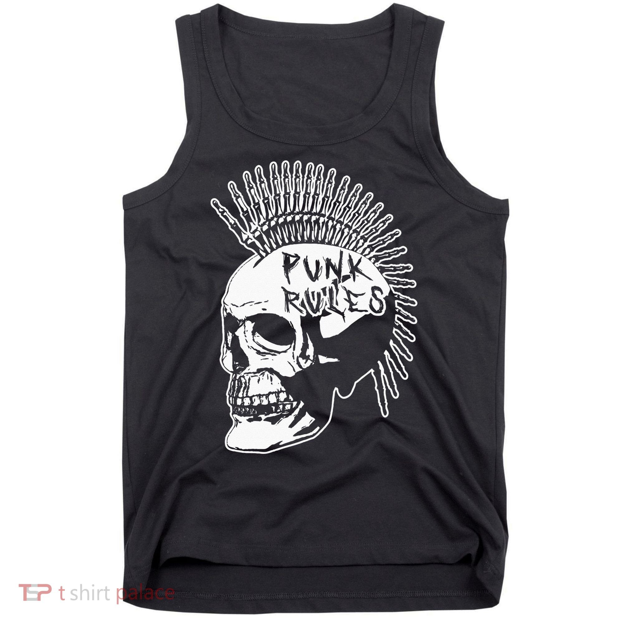Punk Rock Rules Heavy Metal Skull Punker Rocker Mohawk Music Tank Top