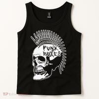 Punk Rock Rules Heavy Metal Skull Punker Rocker Mohawk Music Tank Top thumb 2