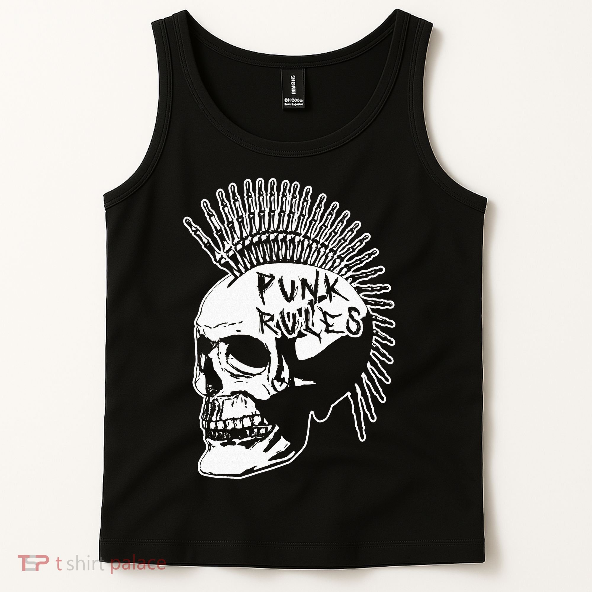 Punk Rock Rules Heavy Metal Skull Punker Rocker Mohawk Music Tank Top