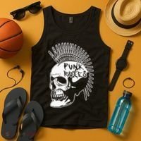 Punk Rock Rules Heavy Metal Skull Punker Rocker Mohawk Music Tank Top thumb 4