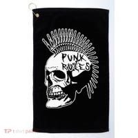 Punk Rock Rules Heavy Metal Skull Punker Rocker Mohawk Music Golf Towel thumb 0