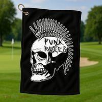 Punk Rock Rules Heavy Metal Skull Punker Rocker Mohawk Music Golf Towel thumb 1