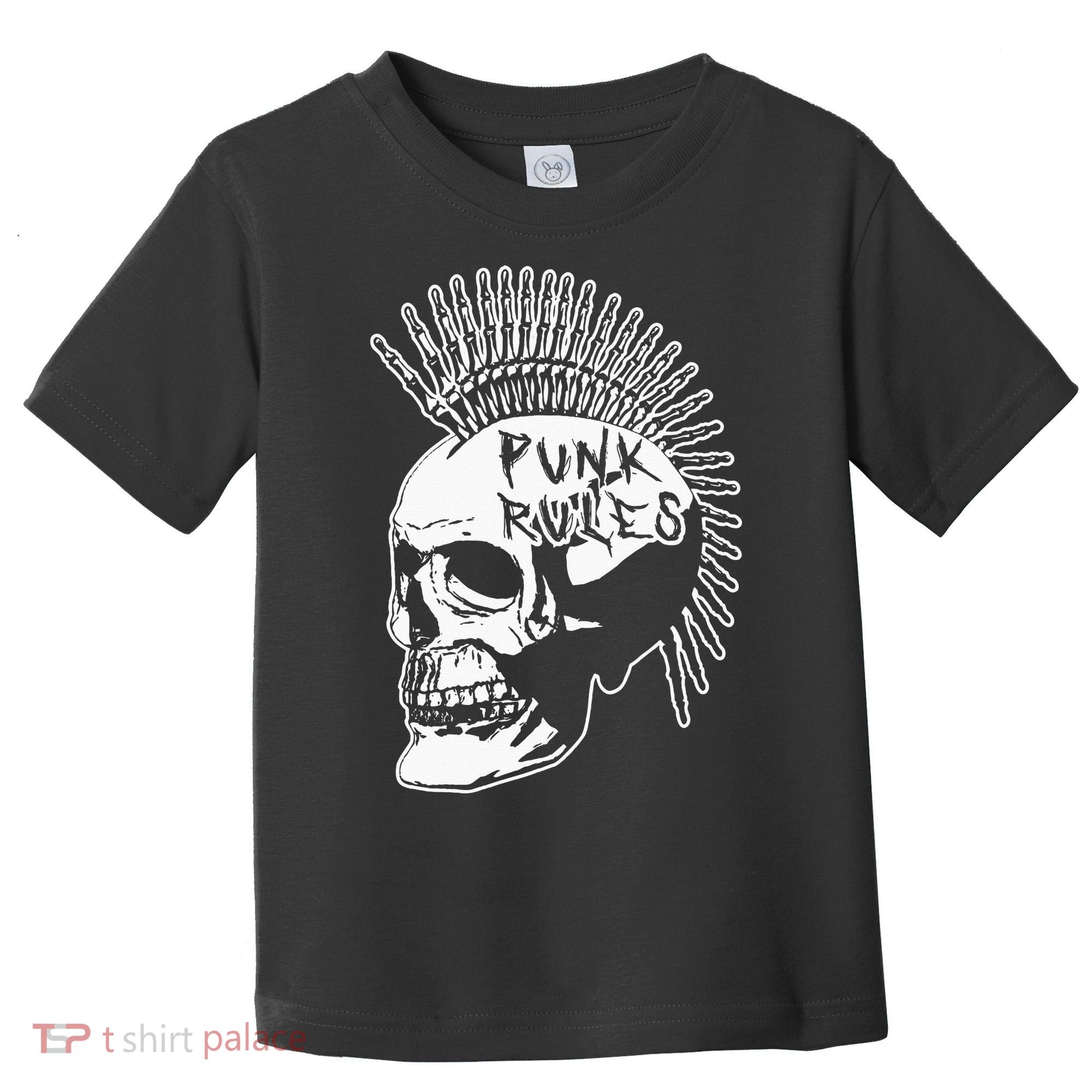 Punk Rock Rules Heavy Metal Skull Punker Rocker Mohawk Music Toddler T-Shirt