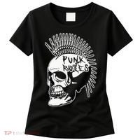 Punk Rock Rules Heavy Metal Skull Punker Rocker Mohawk Music Women's T-Shirt thumb 0