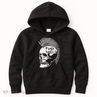 Punk Rock Rules Heavy Metal Skull Punker Rocker Mohawk Music Kids Hoodie thumb 0