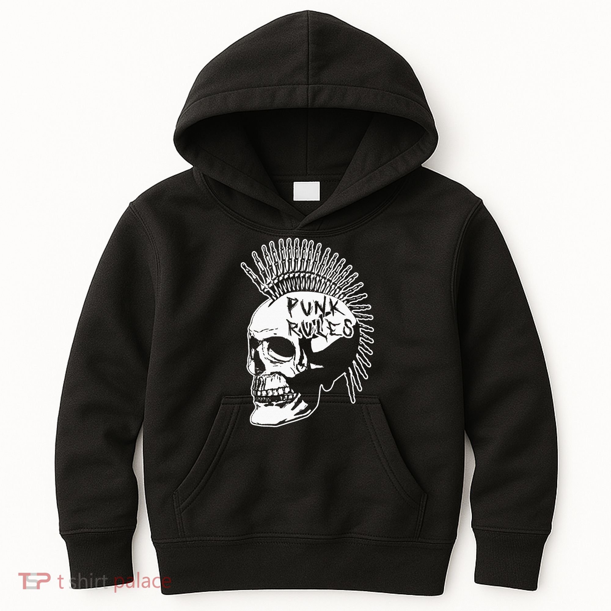 Punk Rock Rules Heavy Metal Skull Punker Rocker Mohawk Music Kids Hoodie