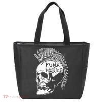 Punk Rock Rules Heavy Metal Skull Punker Rocker Mohawk Music Tote Bag thumb 0