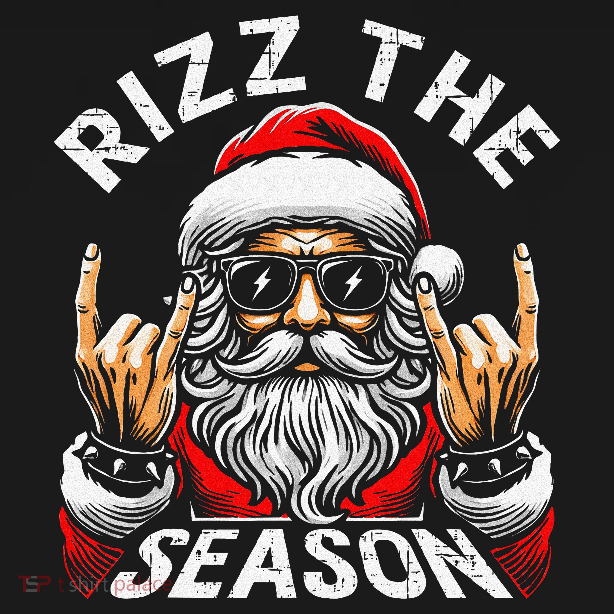 Punk Rock Retro Rizz The Season Funny Santa Clause Rizzler Women's Hoodie