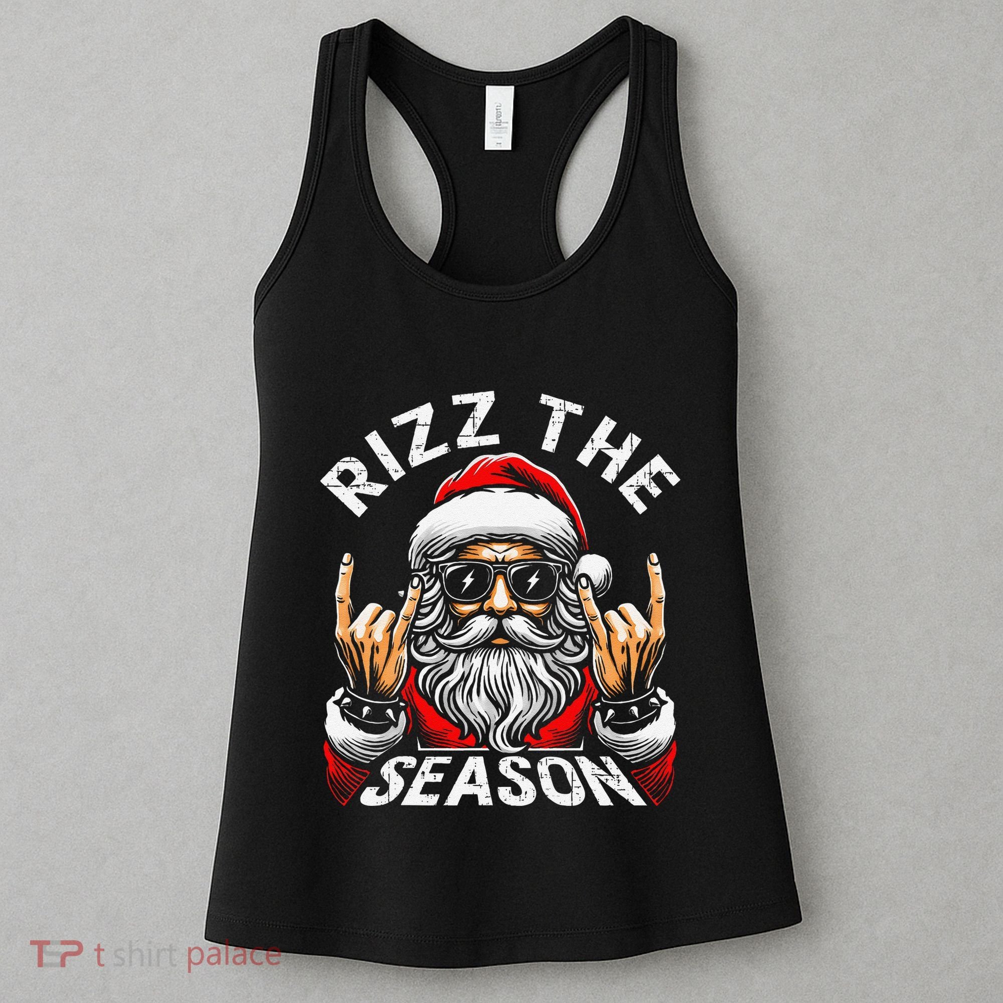 Punk Rock Retro Rizz The Season Funny Santa Clause Rizzler Women's Tank Top