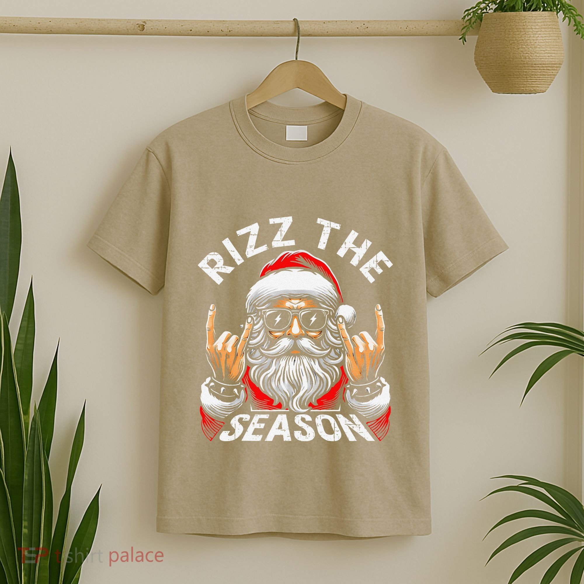 Punk Rock Retro Rizz The Season Funny Santa Clause Rizzler T-Shirt