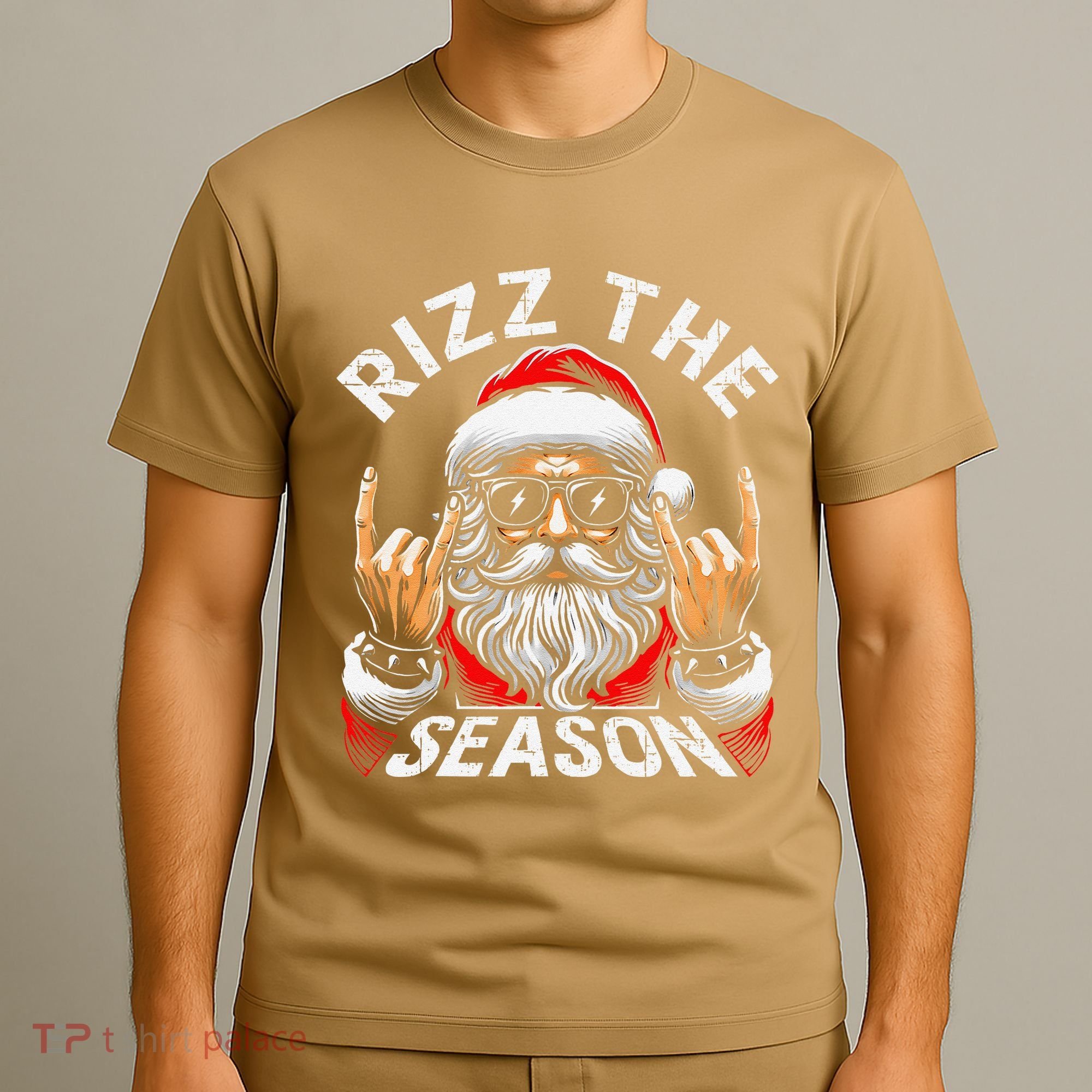 Punk Rock Retro Rizz The Season Funny Santa Clause Rizzler T-Shirt
