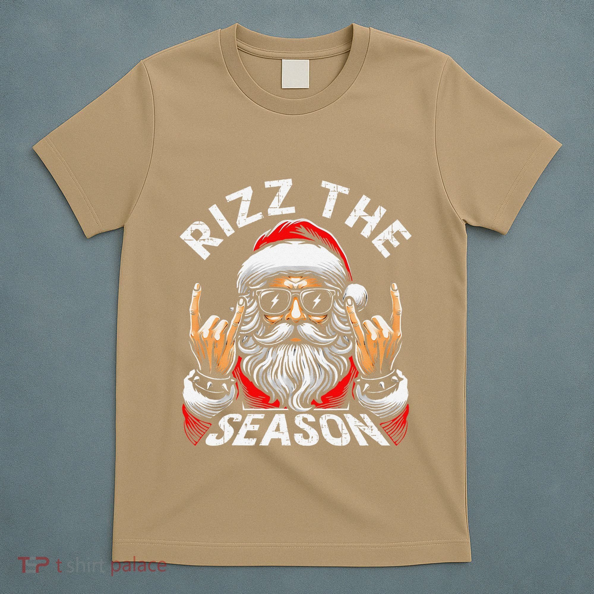 Punk Rock Retro Rizz The Season Funny Santa Clause Rizzler T-Shirt
