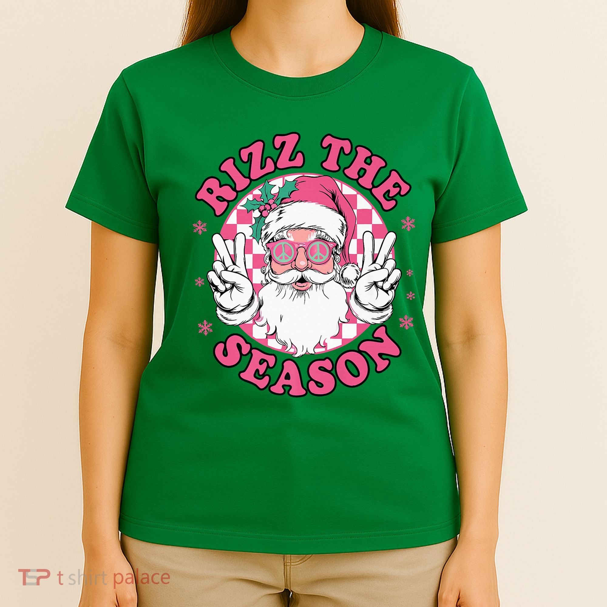Punk Rock Retro Rizz The Season Funny Santa Clause Rizzler T-Shirt