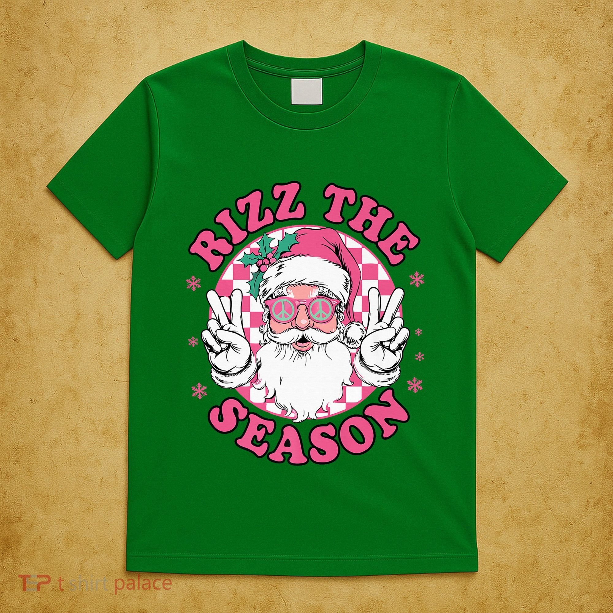Punk Rock Retro Rizz The Season Funny Santa Clause Rizzler T-Shirt