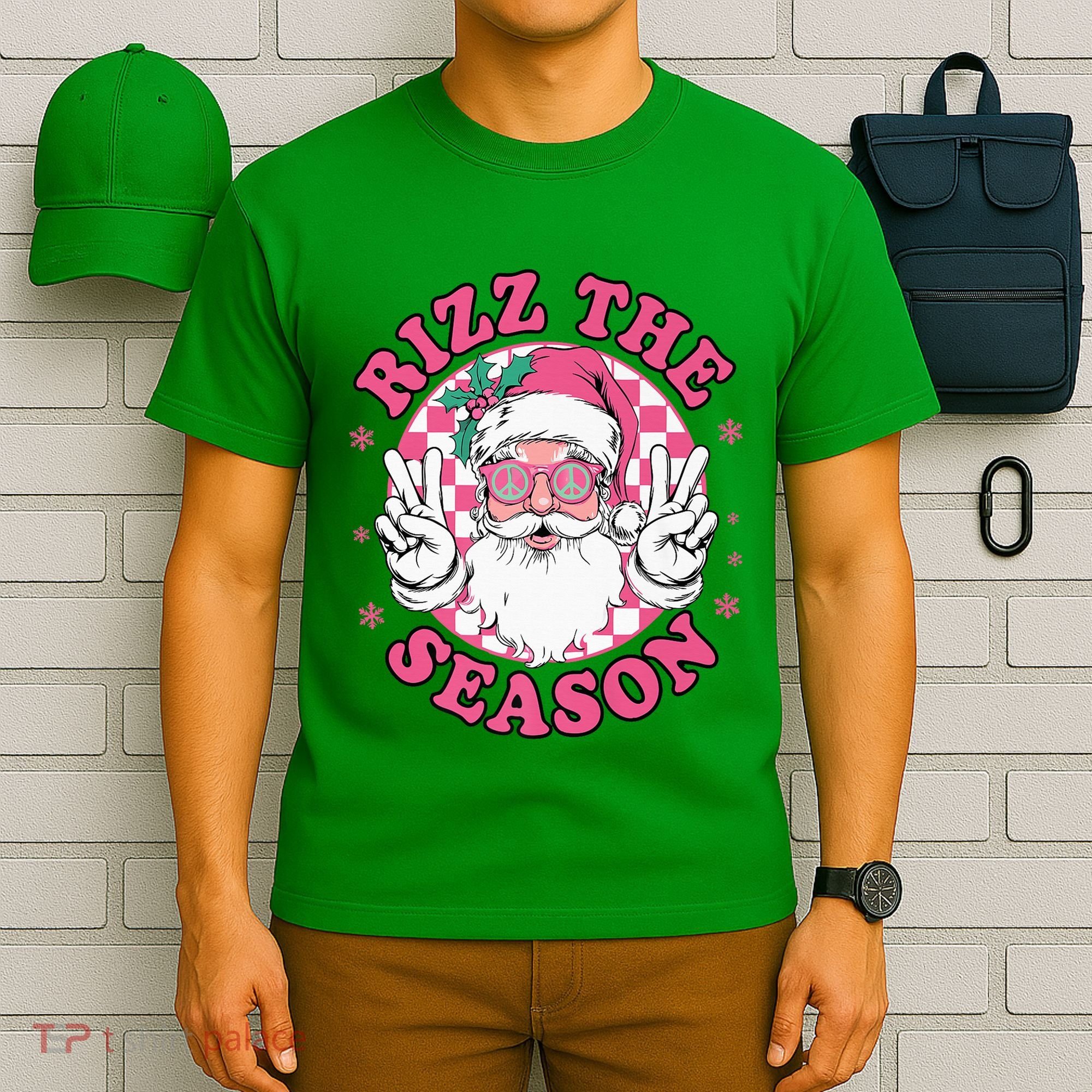 Punk Rock Retro Rizz The Season Funny Santa Clause Rizzler T-Shirt