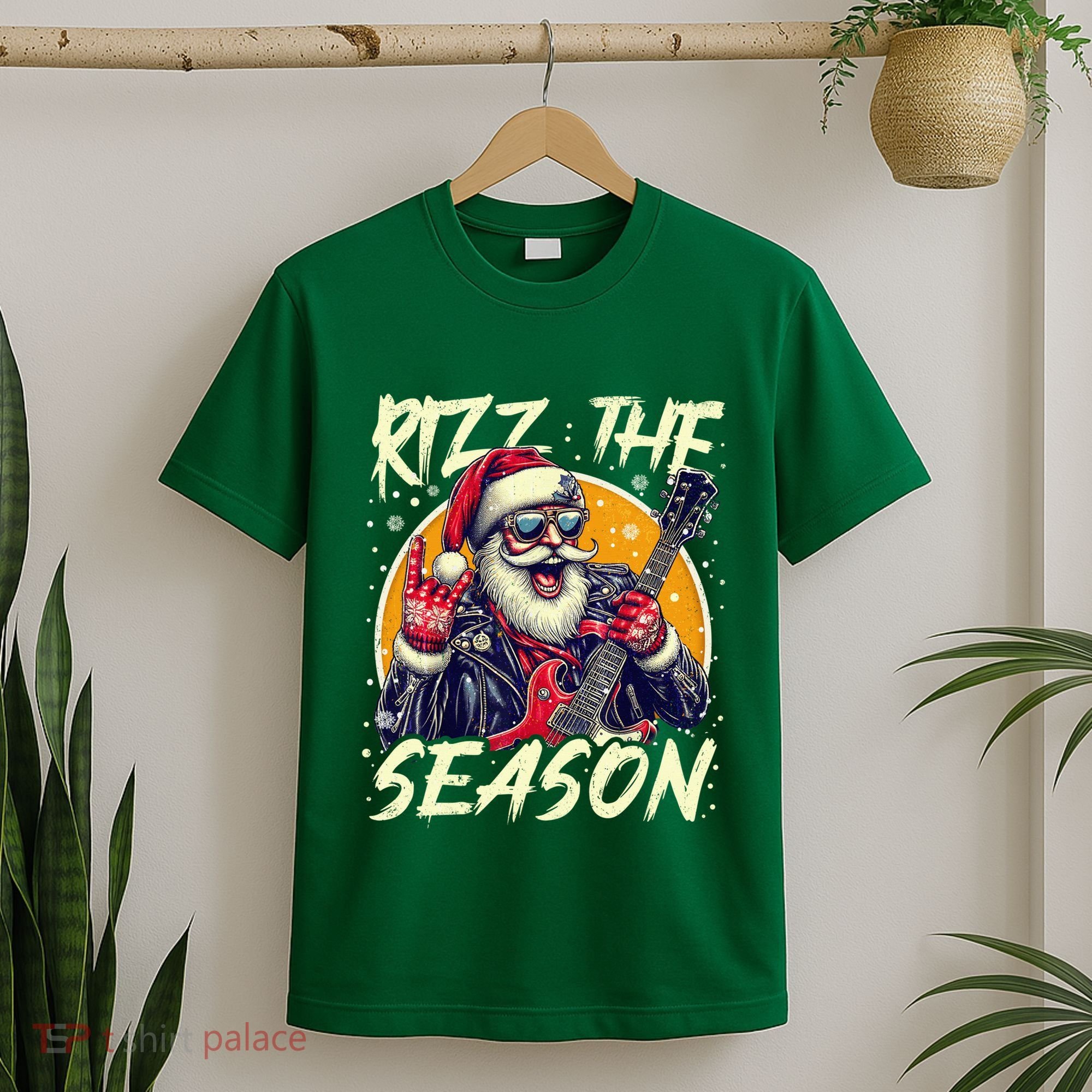 Punk Rock Retro Rizz The Season Funny Santa Clause Rizzler T-Shirt