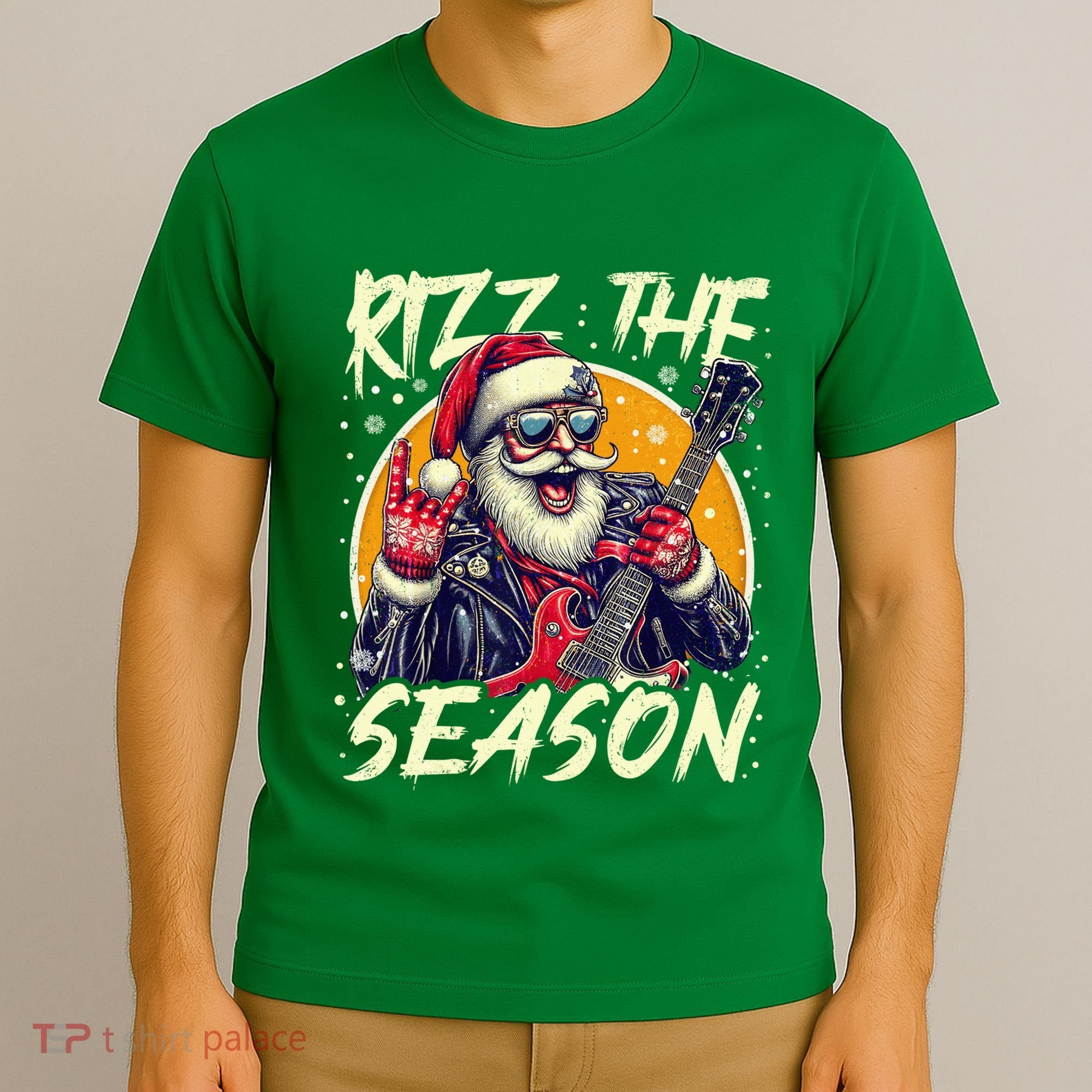 Punk Rock Retro Rizz The Season Funny Santa Clause Rizzler T-Shirt