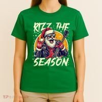 Punk Rock Retro Rizz The Season Funny Santa Clause Rizzler T-Shirt thumb 4