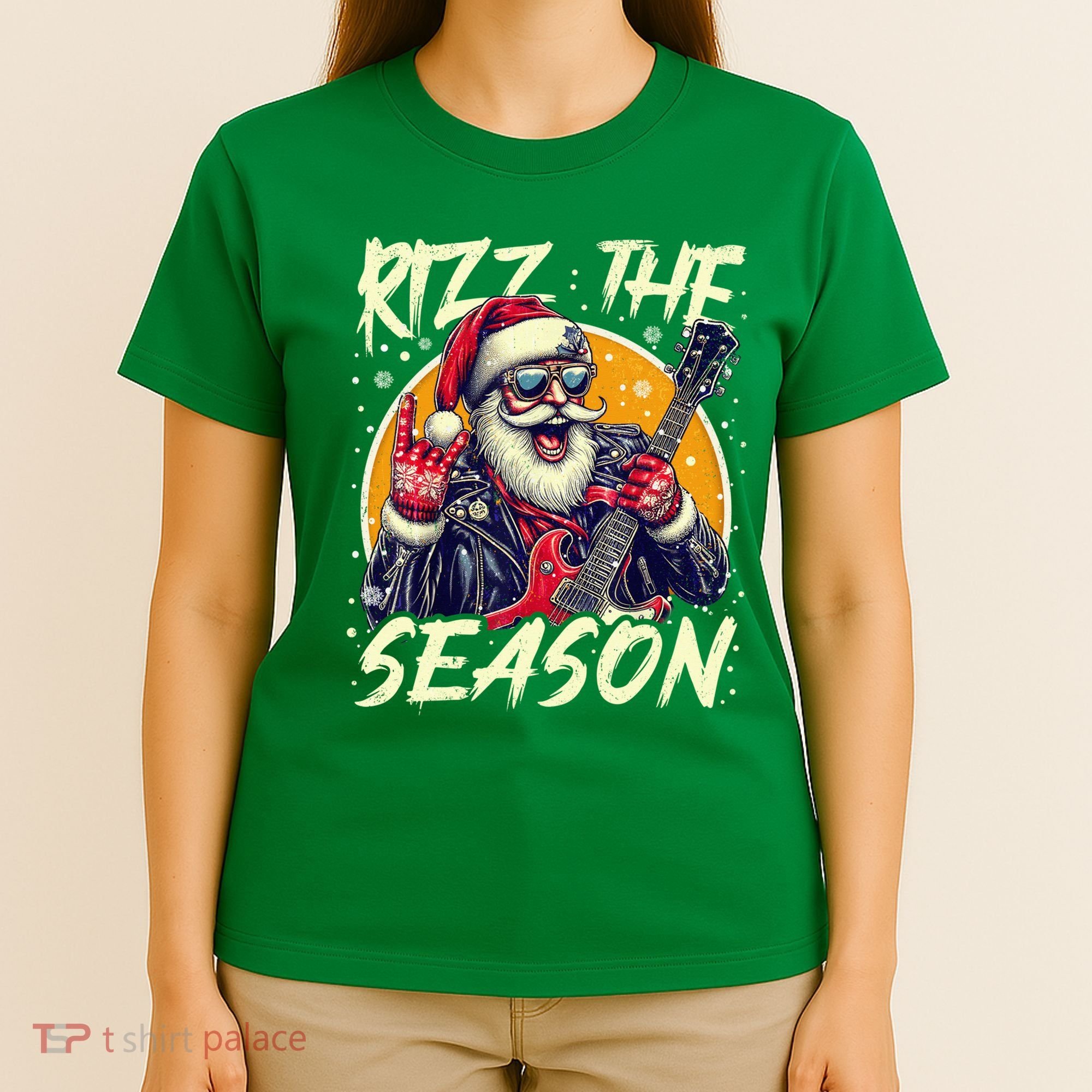 Punk Rock Retro Rizz The Season Funny Santa Clause Rizzler T-Shirt