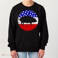 Pig Roast Retro Style Bbq Cookout American Flag Cute Gift Women's Sweatshirt thumb 0