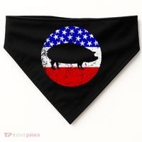 Pig Roast Retro Style Bbq Cookout American Flag Cute Gift USA-Made Doggie Bandana thumb 0