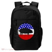 Pig Roast Retro Style Bbq Cookout American Flag Cute Gift Backpack thumb 0