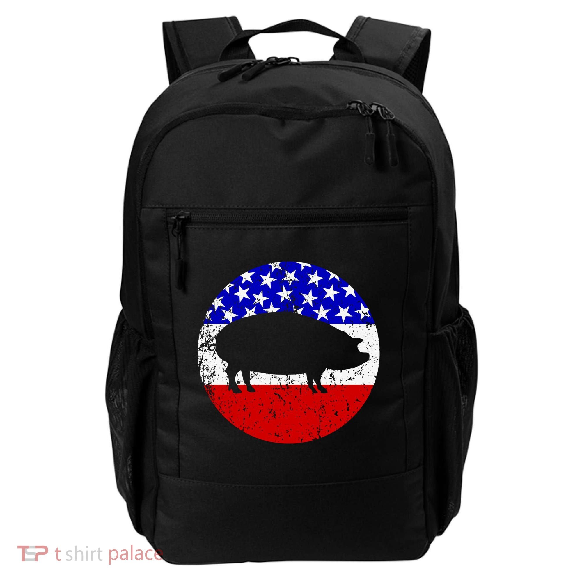 Pig Roast Retro Style Bbq Cookout American Flag Cute Gift Backpack