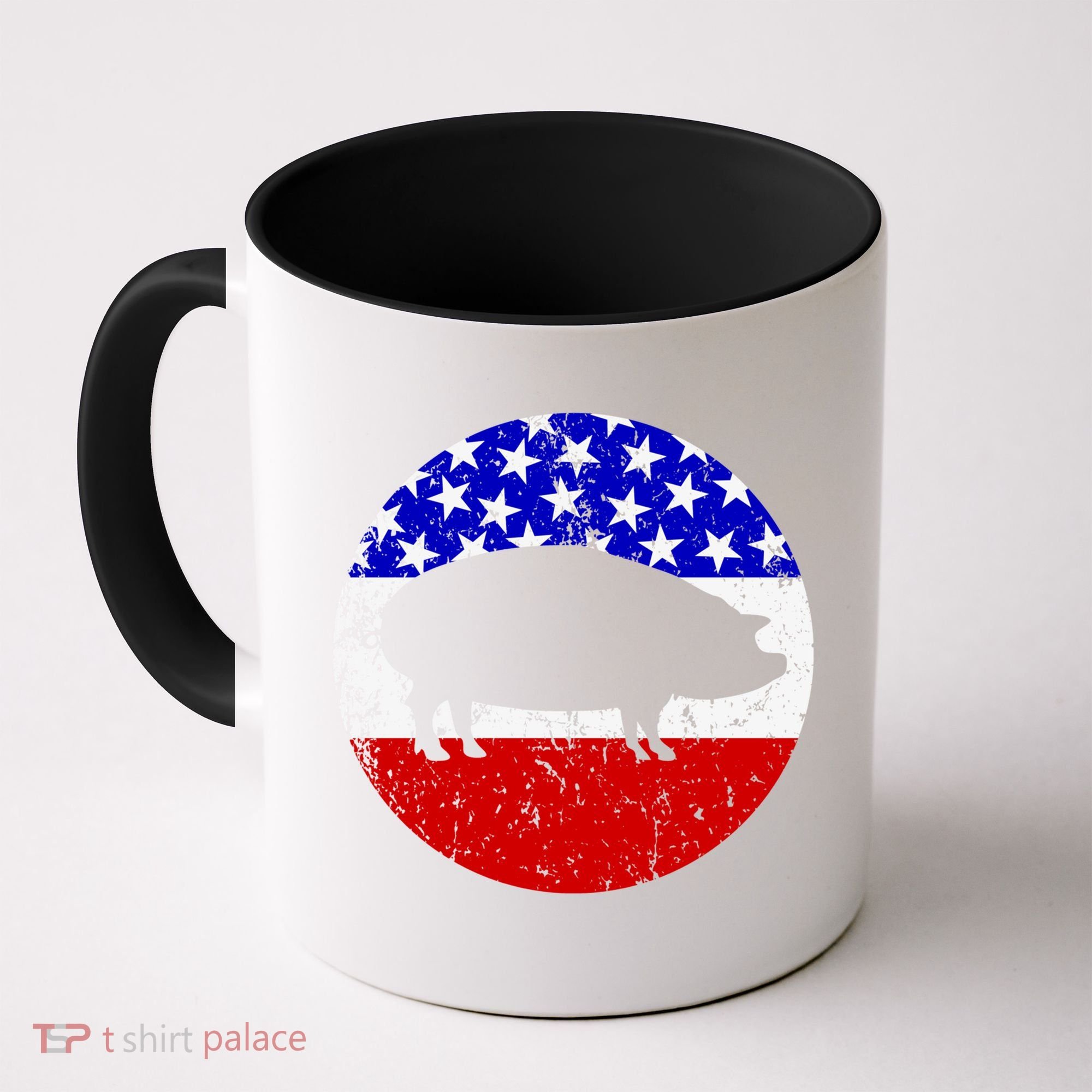 Pig Roast Retro Style Bbq Cookout American Flag Cute Gift Coffee Mug