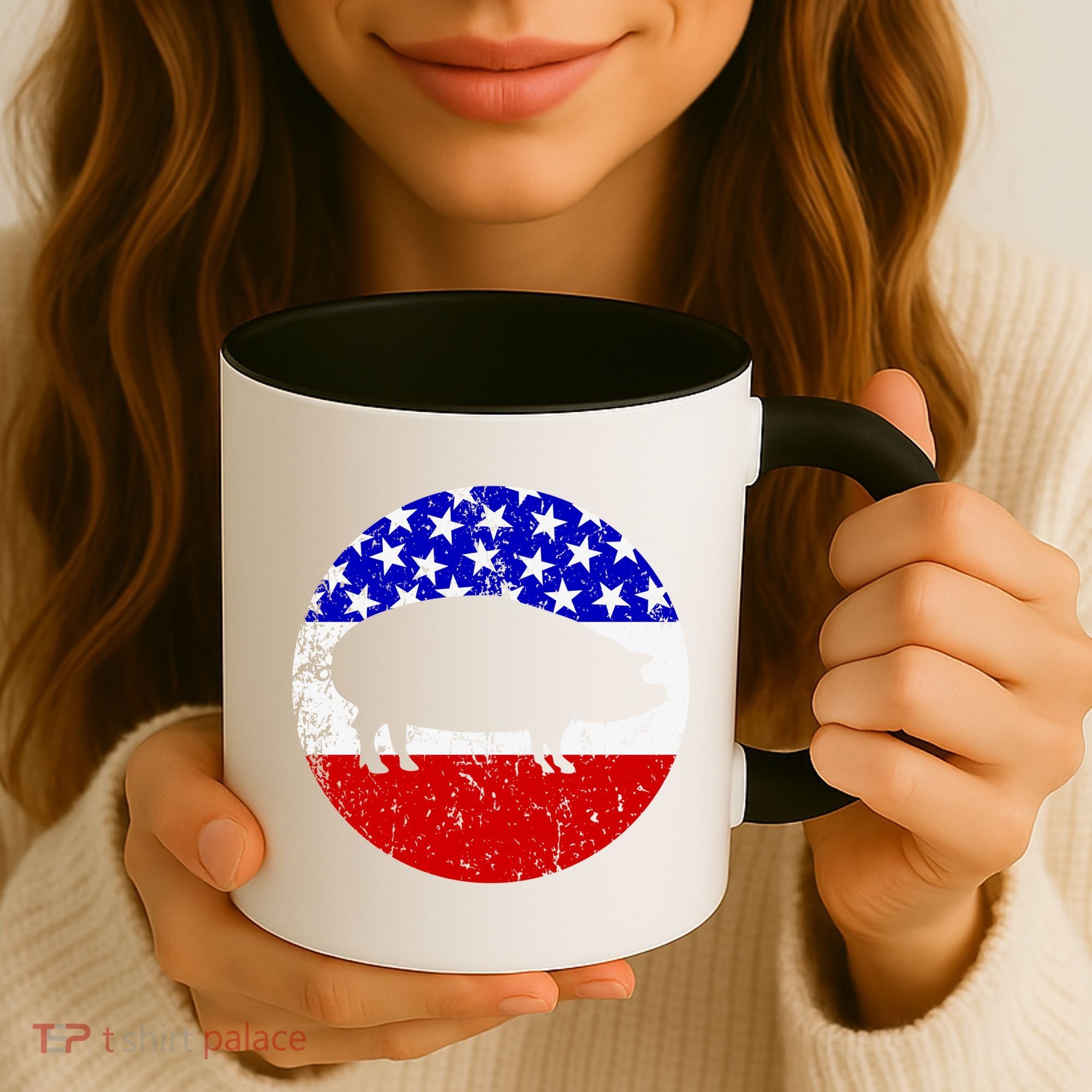 Pig Roast Retro Style Bbq Cookout American Flag Cute Gift Coffee Mug