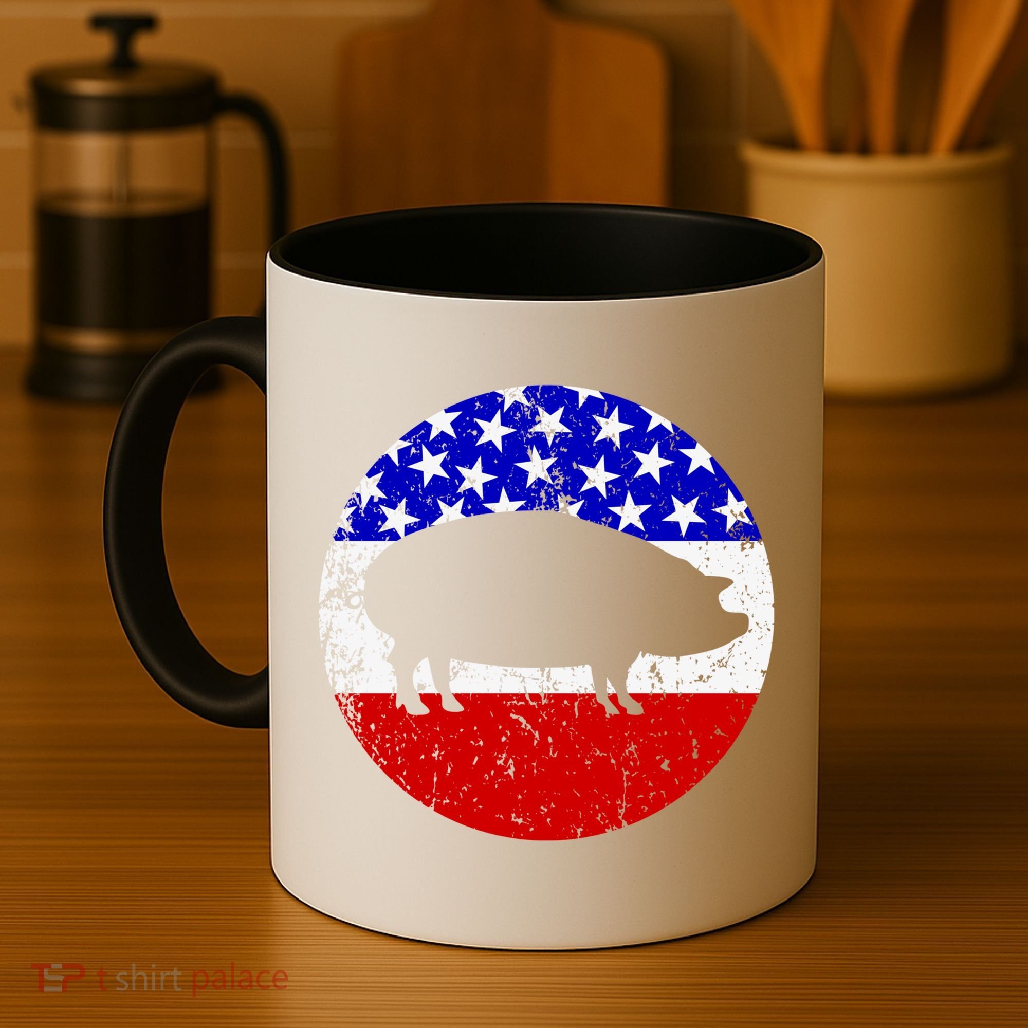 Pig Roast Retro Style Bbq Cookout American Flag Cute Gift Coffee Mug