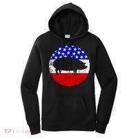 Pig Roast Retro Style Bbq Cookout American Flag Cute Gift Women's Hoodie thumb 0