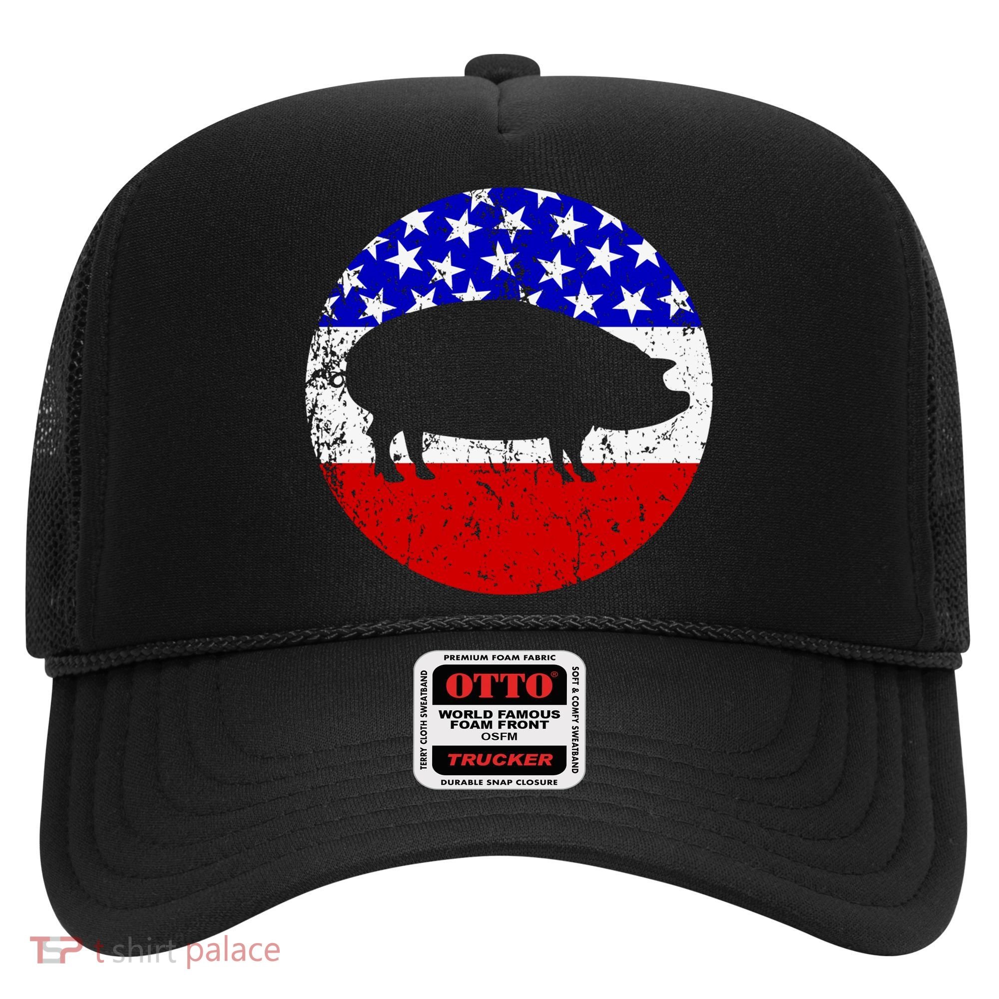 Pig Roast Retro Style Bbq Cookout American Flag Cute Gift Hat