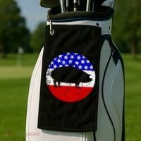 Pig Roast Retro Style Bbq Cookout American Flag Cute Gift Golf Towel thumb 2