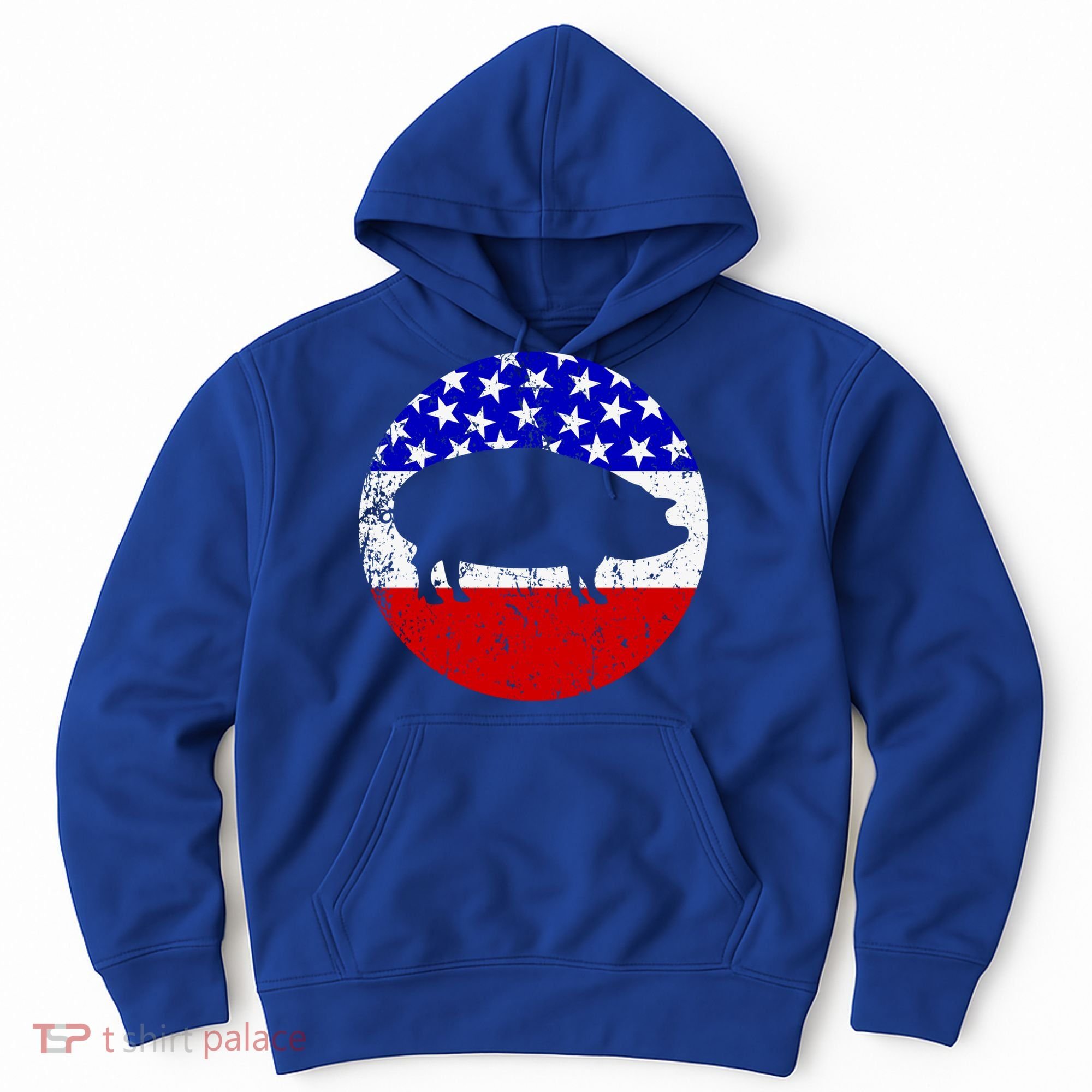 Pig Roast Retro Style Bbq Cookout American Flag Cute Gift Hoodie