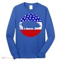 Pig Roast Retro Style Bbq Cookout American Flag Cute Gift Long Sleeve Shirt thumb 0