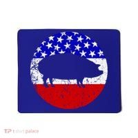Pig Roast Retro Style Bbq Cookout American Flag Cute Gift Mousepad thumb 0