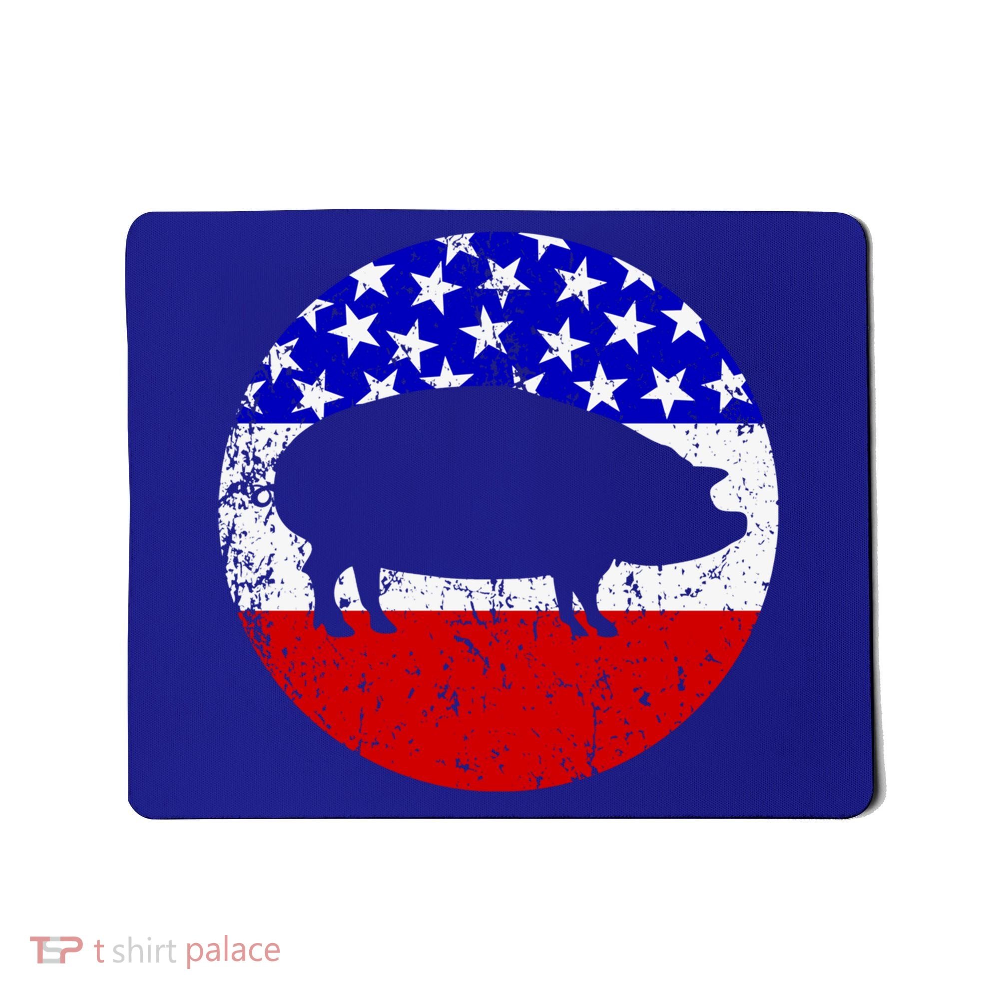 Pig Roast Retro Style Bbq Cookout American Flag Cute Gift Mousepad