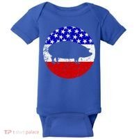 Pig Roast Retro Style Bbq Cookout American Flag Cute Gift Baby Bodysuit thumb 0