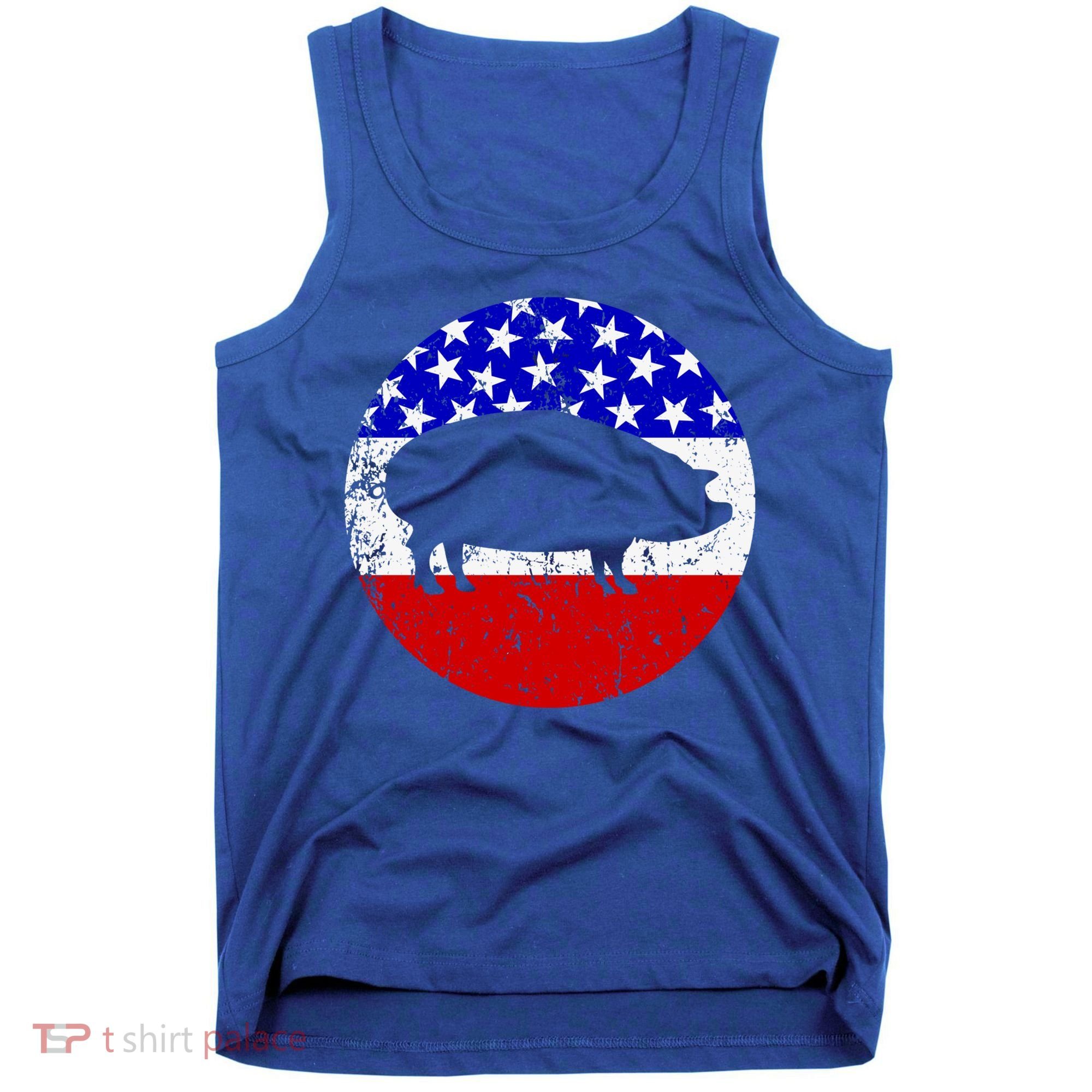 Pig Roast Retro Style Bbq Cookout American Flag Cute Gift Tank Top
