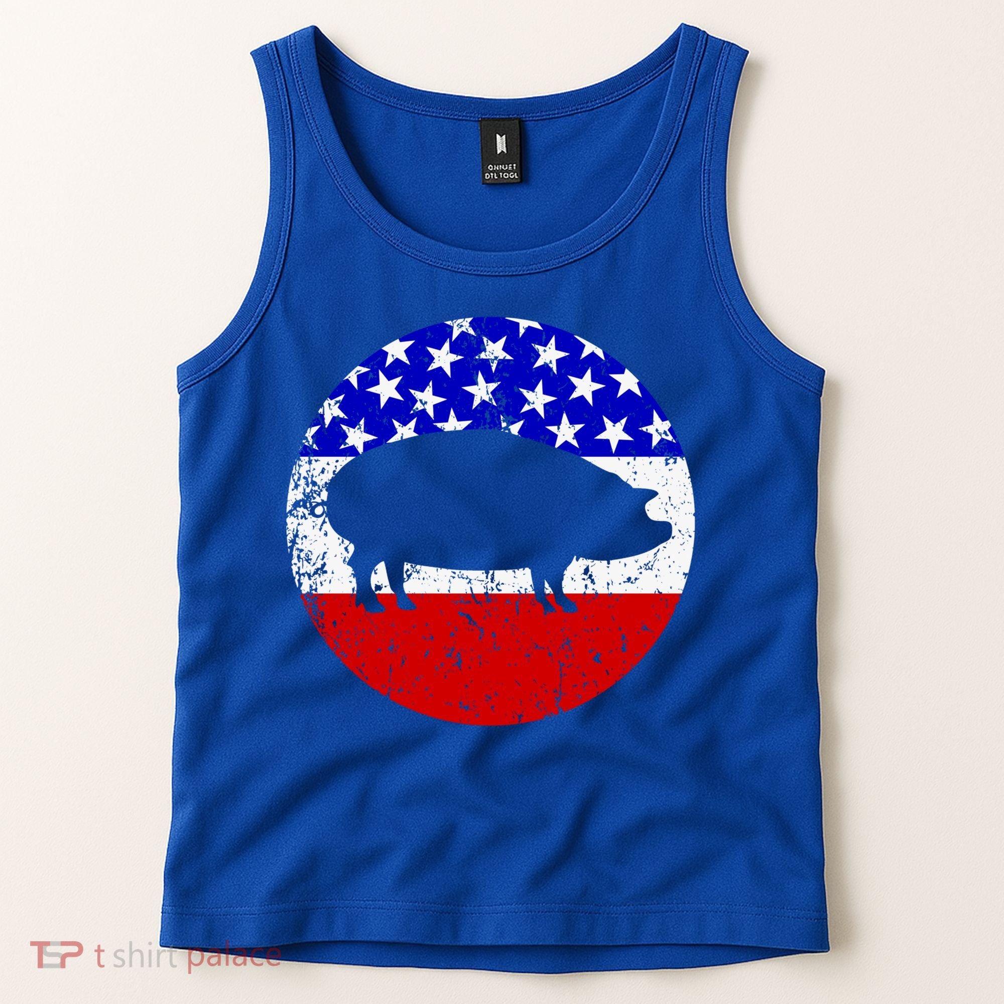 Pig Roast Retro Style Bbq Cookout American Flag Cute Gift Tank Top