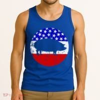 Pig Roast Retro Style Bbq Cookout American Flag Cute Gift Tank Top thumb 3