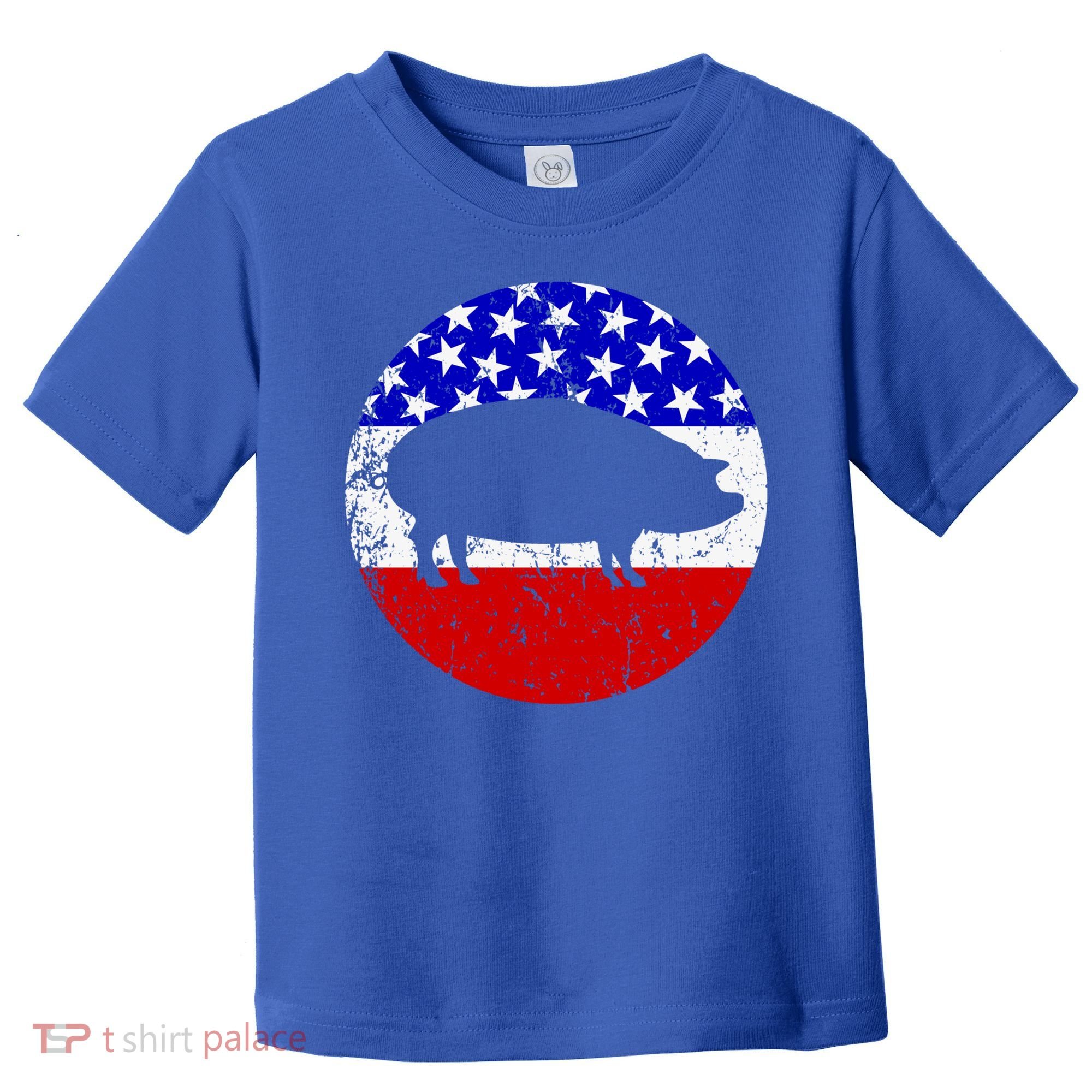 Pig Roast Retro Style Bbq Cookout American Flag Cute Gift Toddler T-Shirt