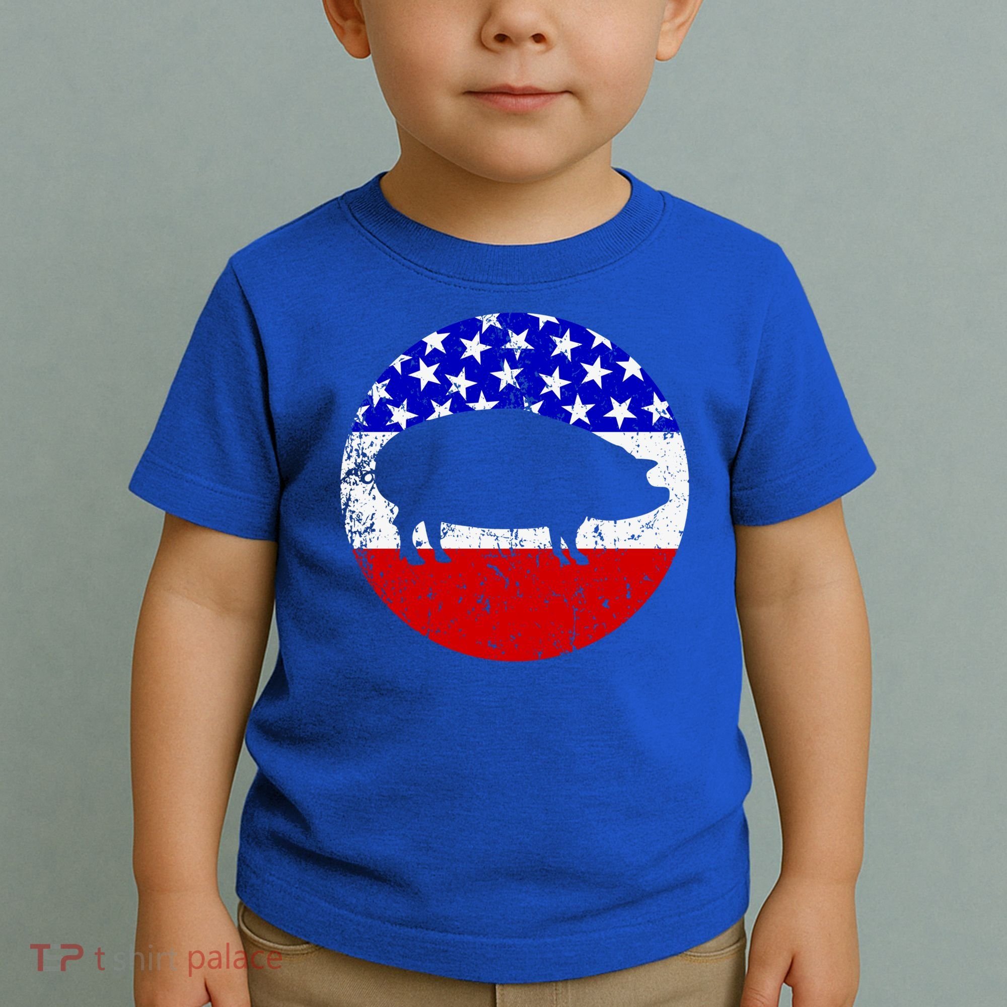 Pig Roast Retro Style Bbq Cookout American Flag Cute Gift Toddler T-Shirt