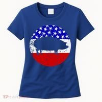 Pig Roast Retro Style Bbq Cookout American Flag Cute Gift Women's T-Shirt thumb 0