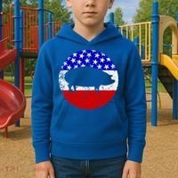 Pig Roast Retro Style Bbq Cookout American Flag Cute Gift Kids Hoodie thumb 2