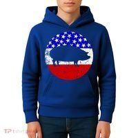 Pig Roast Retro Style Bbq Cookout American Flag Cute Gift Kids Hoodie thumb 4