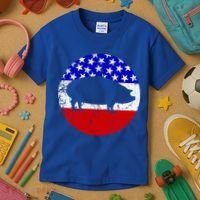 Pig Roast Retro Style Bbq Cookout American Flag Cute Gift Kids T-Shirt thumb 3