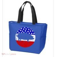 Pig Roast Retro Style Bbq Cookout American Flag Cute Gift Tote Bag thumb 3